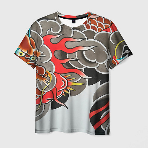 Мужская футболка Иредзуми: дракон в дыму / 3D-принт – фото 1