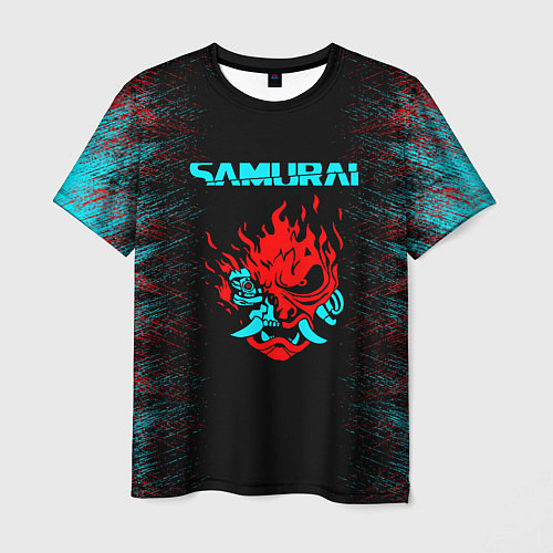 Мужская футболка Сyberpunk 2077 samurai neon / 3D-принт – фото 1