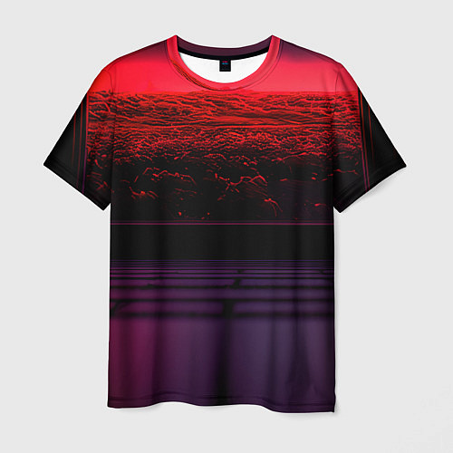 Мужская футболка Пурпурный закат-арт / 3D-принт – фото 1