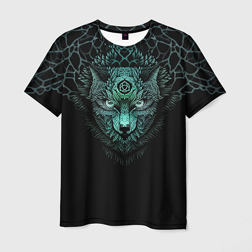 Мужская футболка Скандинавский тотемный волк / 3D-принт – фото 1
