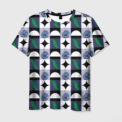 Мужская футболка Слива и листок, фрукт пиксель / 3D-принт – фото 1