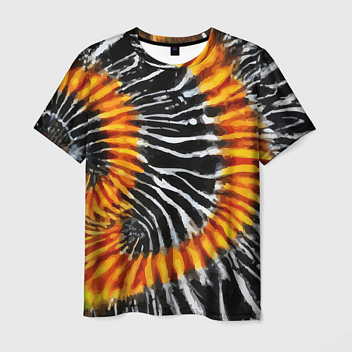 Мужская футболка Tie dye - тай дай в черно белую полоску / 3D-принт – фото 1