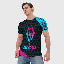 Футболка мужская Skyrim - neon gradient, цвет: 3D-принт — фото 2