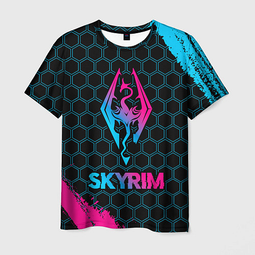 Мужская футболка Skyrim - neon gradient / 3D-принт – фото 1