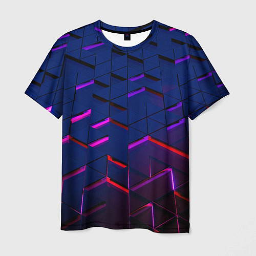 Мужская футболка Неоновые треугольники с подсветкой / 3D-принт – фото 1