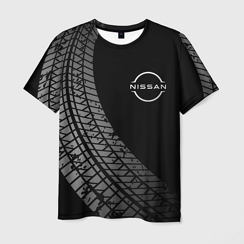 Мужская футболка Nissan tire tracks / 3D-принт – фото 1