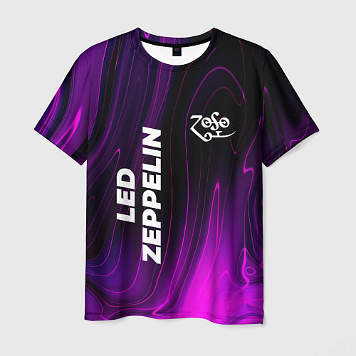 Мужская футболка Led Zeppelin violet plasma / 3D-принт – фото 1