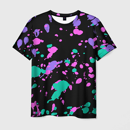 Мужская футболка Неоновые цвета брызги краски / 3D-принт – фото 1
