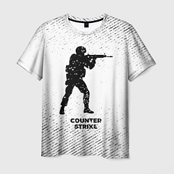 Мужская футболка Counter Strike с потертостями на светлом фоне