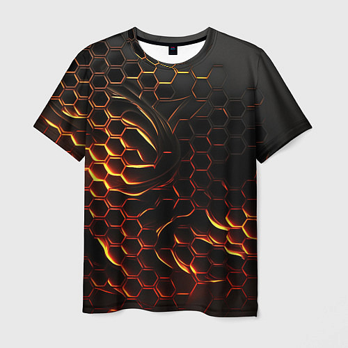 Мужская футболка Объемные огненные плиты / 3D-принт – фото 1