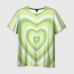 Футболка мужская Зеленые сердца - индикид паттерн, цвет: 3D-принт