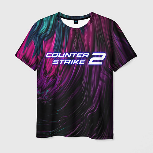 Мужская футболка Counter strike 2 цветная абстракция / 3D-принт – фото 1
