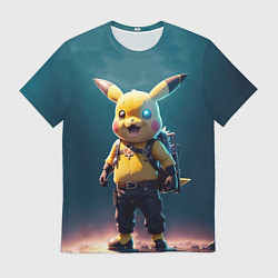 Футболка мужская Пикачу в стиле стимпанка нейросети, цвет: 3D-принт