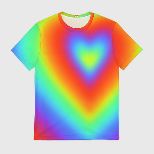 Мужская футболка Сердце - радужный градиент / 3D-принт – фото 1