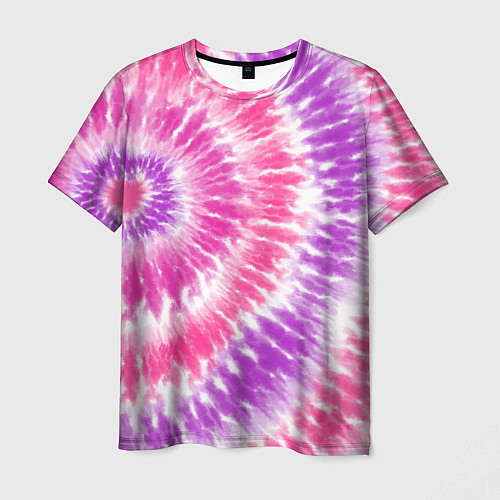 Мужская футболка Тай-дай розовый с фиолетовым / 3D-принт – фото 1