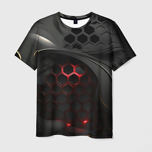 Мужская футболка Объемная красно-черная сетка / 3D-принт – фото 1
