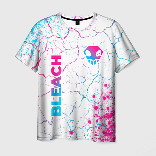 Мужская футболка Bleach neon gradient style: надпись, символ / 3D-принт – фото 1