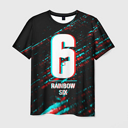 Футболка мужская Rainbow Six в стиле glitch и баги графики на темно, цвет: 3D-принт