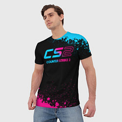 Футболка мужская Counter Strike 2 - neon gradient, цвет: 3D-принт — фото 2
