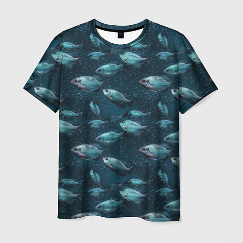 Мужская футболка Текстура из рыбок / 3D-принт – фото 1