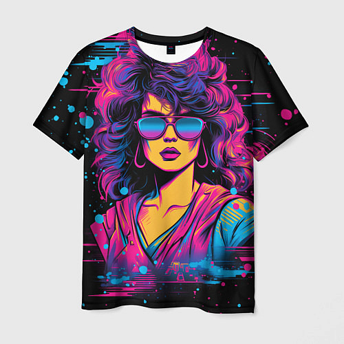 Мужская футболка Lady - retrowave style / 3D-принт – фото 1