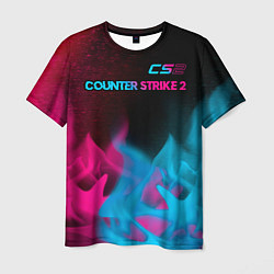 Футболка мужская Counter Strike 2 - neon gradient: символ сверху, цвет: 3D-принт