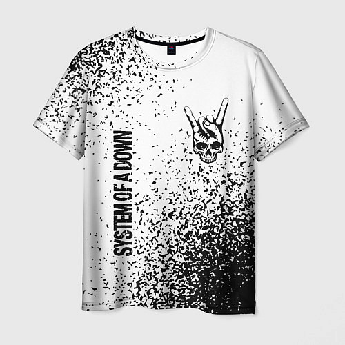 Мужская футболка System of a Down и рок символ на светлом фоне / 3D-принт – фото 1