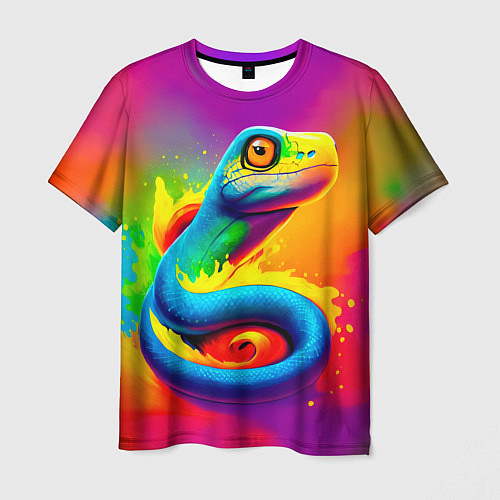 Мужская футболка Змейка в красках / 3D-принт – фото 1