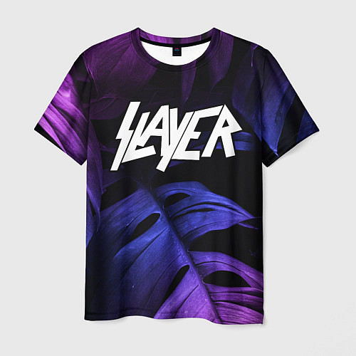 Мужская футболка Slayer neon monstera / 3D-принт – фото 1