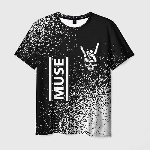 Мужская футболка Muse и рок символ на темном фоне / 3D-принт – фото 1