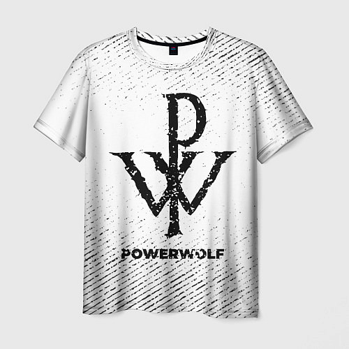 Мужская футболка Powerwolf с потертостями на светлом фоне / 3D-принт – фото 1