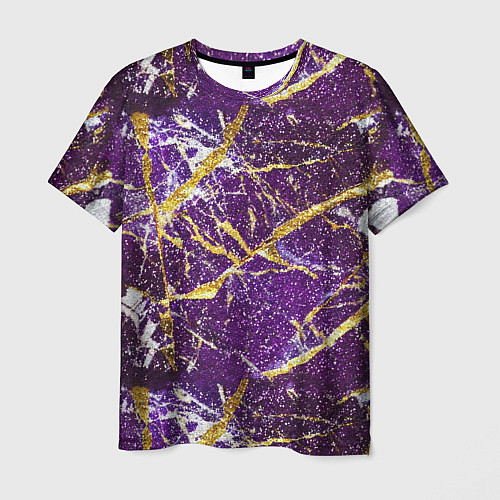 Мужская футболка Фиолетовые и золотые блестки / 3D-принт – фото 1