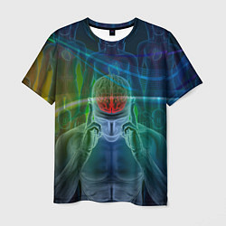 Футболка мужская Человеческий мозг и импульсы, цвет: 3D-принт