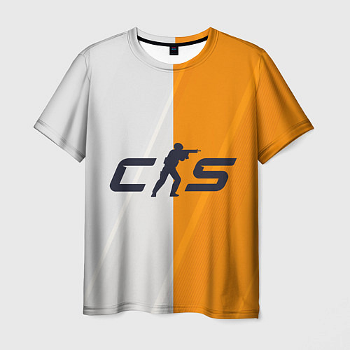 Мужская футболка Counter Strike 2 White Orange Stripes / 3D-принт – фото 1