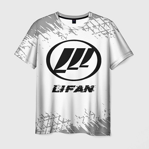 Мужская футболка Lifan speed на светлом фоне со следами шин / 3D-принт – фото 1