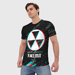 Футболка мужская Fallout в стиле glitch и баги графики на темном фо, цвет: 3D-принт — фото 2