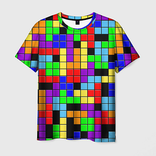 Мужская футболка Тетрис цветные блоки / 3D-принт – фото 1
