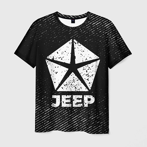 Мужская футболка Jeep с потертостями на темном фоне / 3D-принт – фото 1