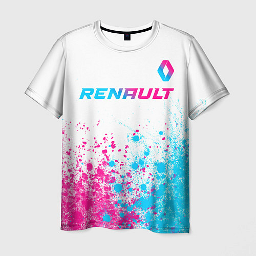 Мужская футболка Renault neon gradient style: символ сверху / 3D-принт – фото 1