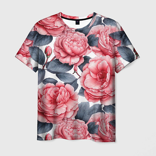Мужская футболка Цветы и бутоны розы - паттерн / 3D-принт – фото 1