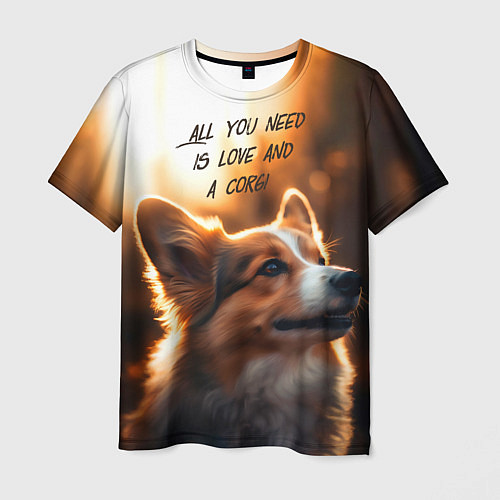 Мужская футболка Любовь и корги / 3D-принт – фото 1