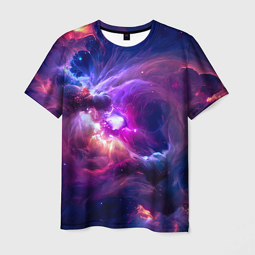 Мужская футболка Небула в космосе в фиолетовых тонах - нейронная се / 3D-принт – фото 1