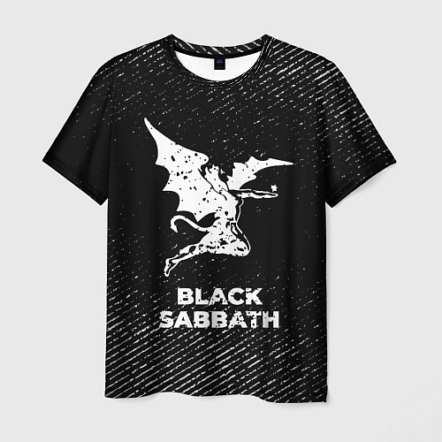 Мужская футболка Black Sabbath с потертостями на темном фоне / 3D-принт – фото 1