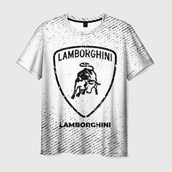 Футболка мужская Lamborghini с потертостями на светлом фоне, цвет: 3D-принт