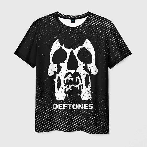 Мужская футболка Deftones с потертостями на темном фоне / 3D-принт – фото 1