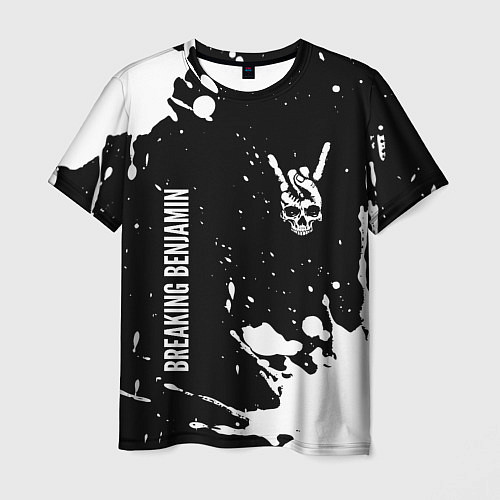 Мужская футболка Breaking Benjamin и рок символ на темном фоне / 3D-принт – фото 1