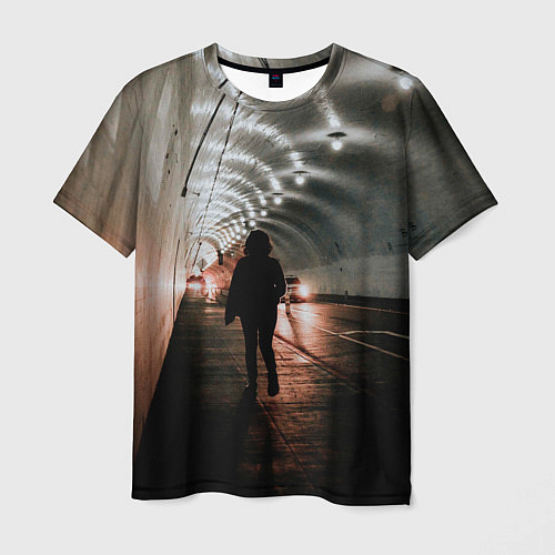 Мужская футболка Ночной тоннель / 3D-принт – фото 1
