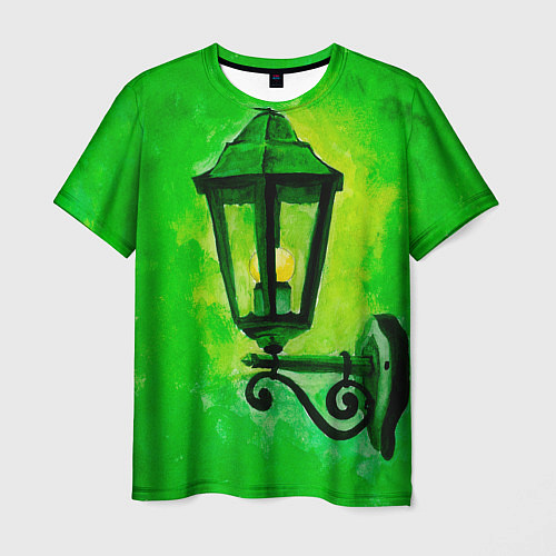 Мужская футболка Уличный зелёный фонарь / 3D-принт – фото 1