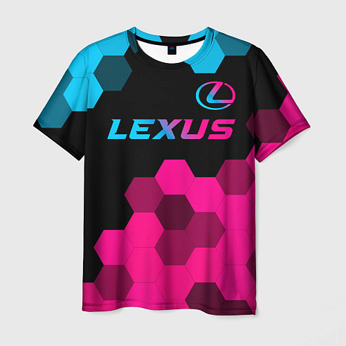 Мужская футболка Lexus - neon gradient: символ сверху / 3D-принт – фото 1