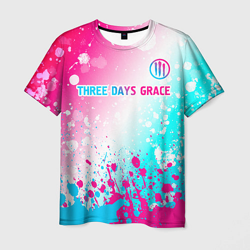 Мужская футболка Three Days Grace neon gradient style: символ сверх / 3D-принт – фото 1